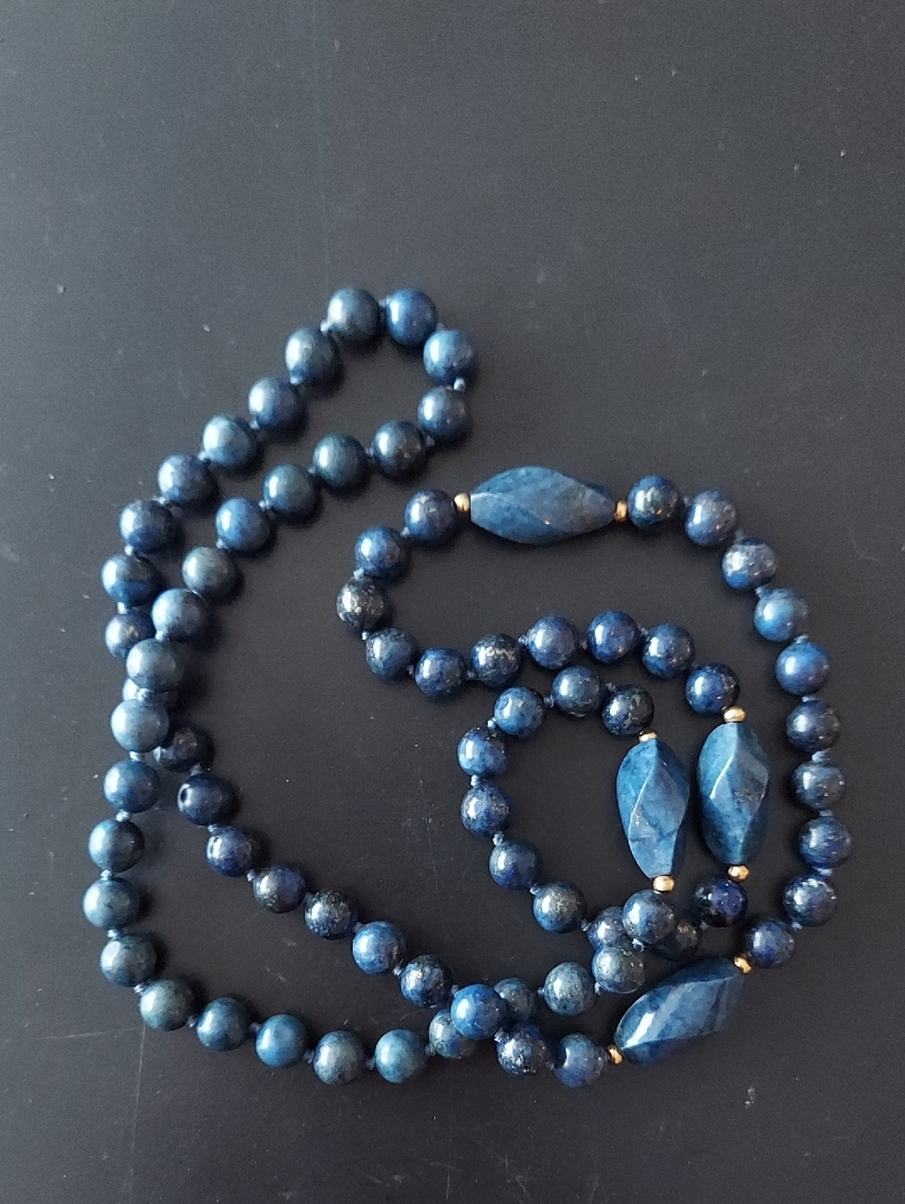 1970s Navy Blue Lapis Continuous Necklace - Gorgeous & Pristine!